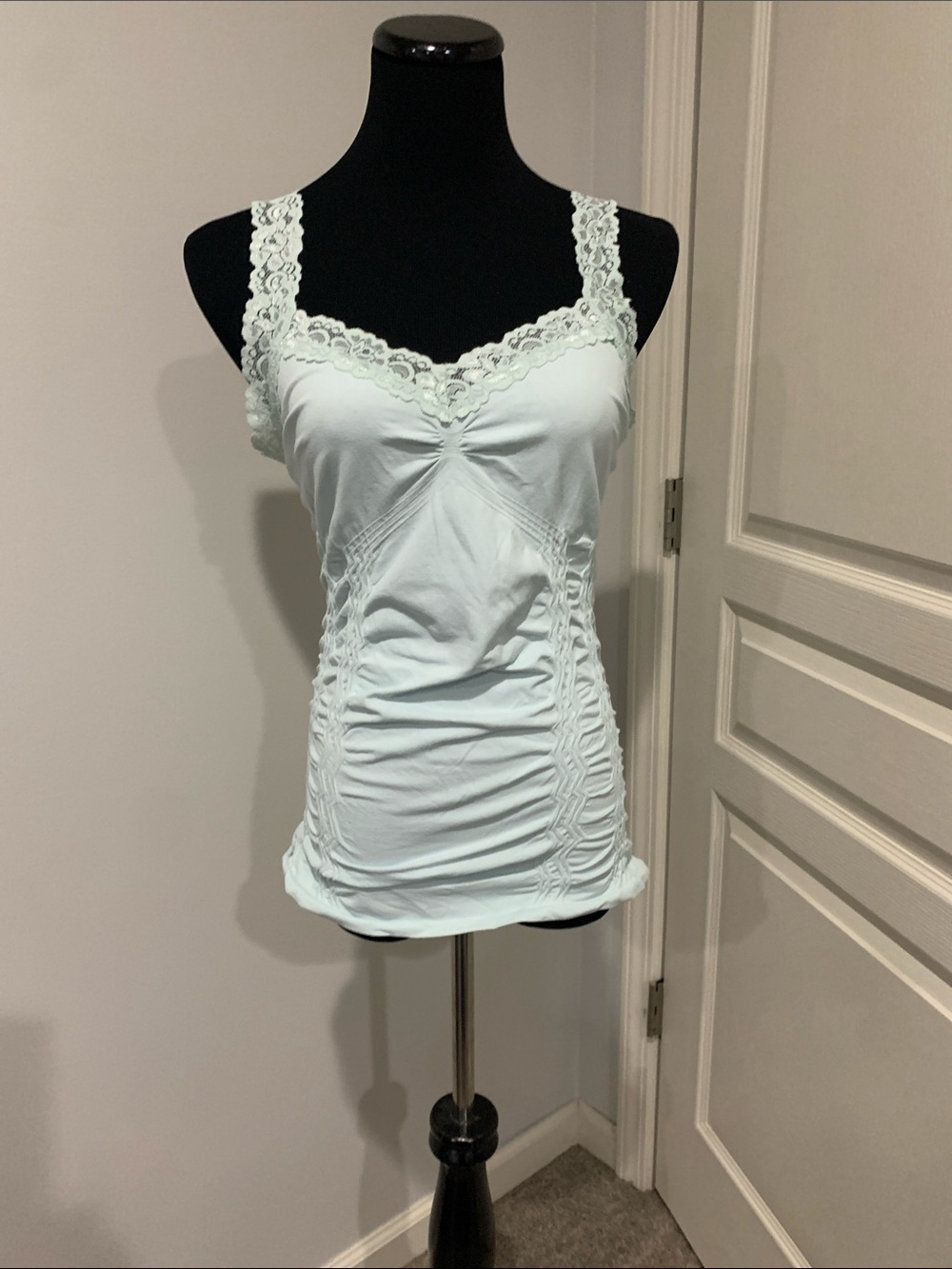 M. Rena Light Blue Lace-Trim Camisole